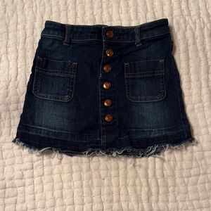 DL1961 Dark Blue Button-Front Minnie A-line Skirt